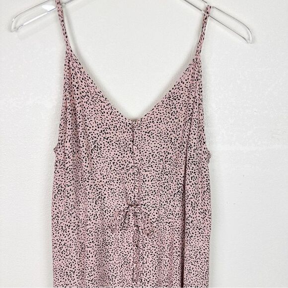 Rails Pink Midi Ruffle Dotted Spaghetti Dress Large Flirty Girlie - Picture 3 of 9